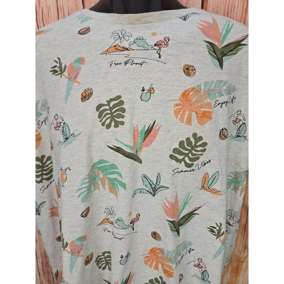 Lost In Paradise Free Planet Tropical T-Shirt Large - Picture 3 of 7
